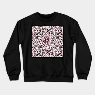 Letter R Monogram & Pink Leopard Print Crewneck Sweatshirt